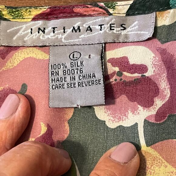 Intimates Y2K Vintage Floral Women's Silk Robe Cover Up Loungewear Size Large - Picture 2 of 6